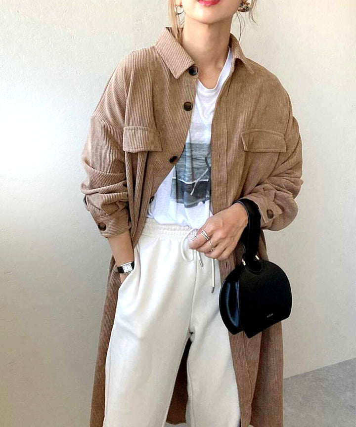 セットアップも楽しめる!コーデュロイロング丈シャツ ce1010040