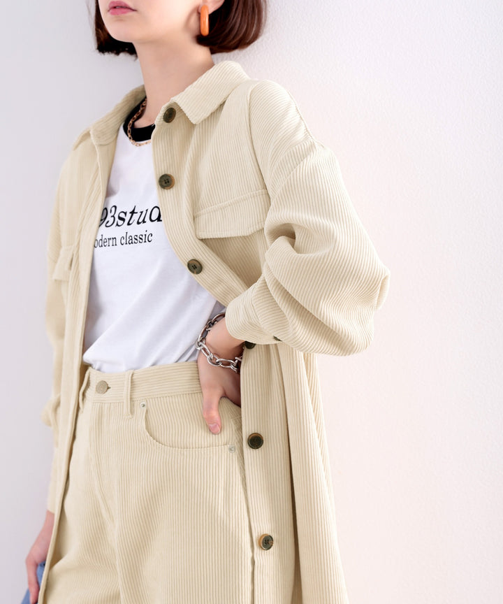 セットアップも楽しめる!コーデュロイロング丈シャツ ce1010040