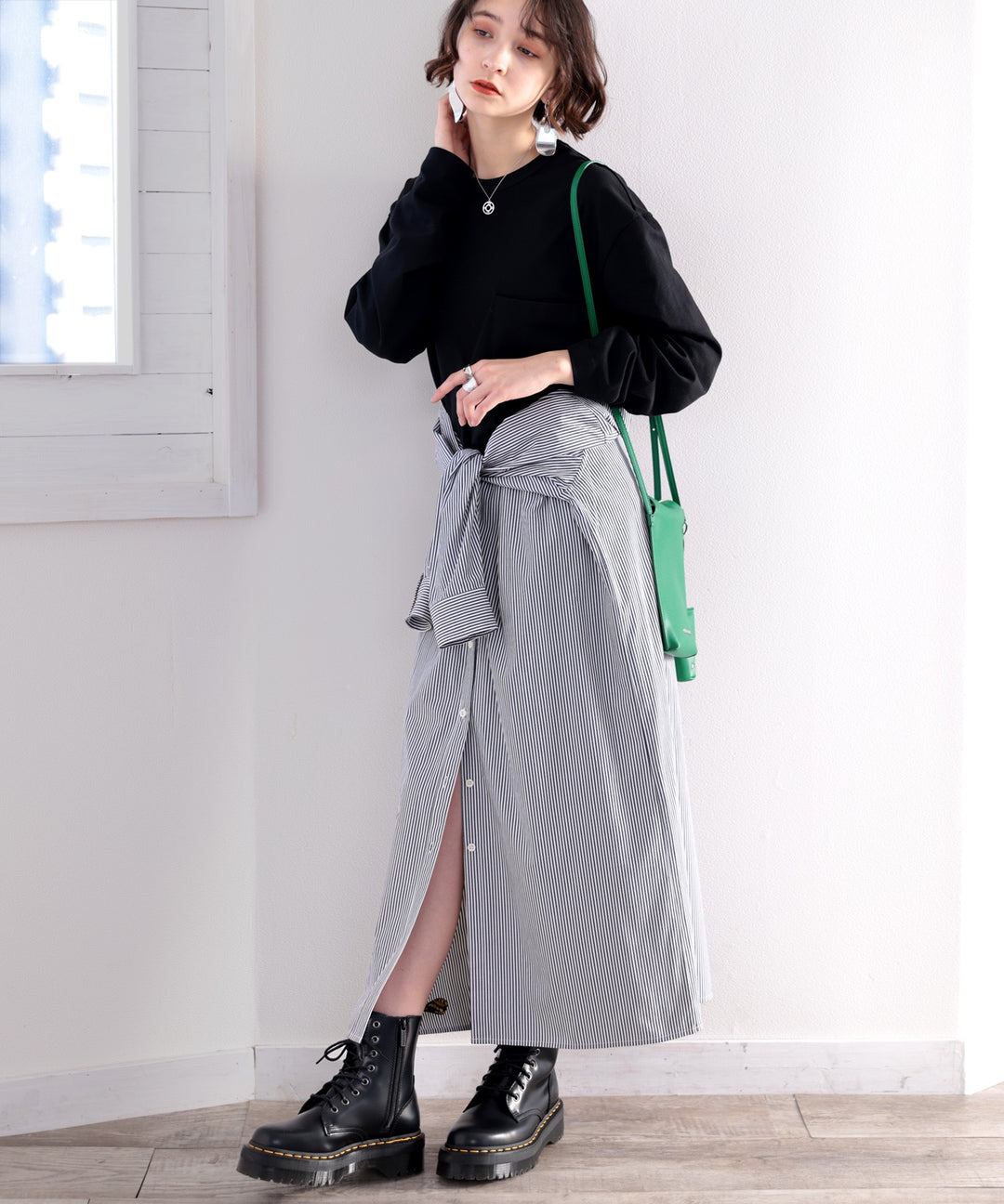 今、ストライプが着たい！マルチwayストライプ柄ロングシャツ