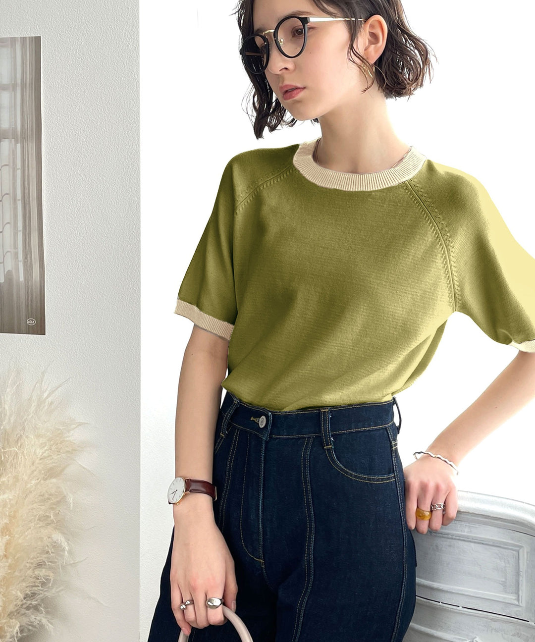 空前のレトロブーム。”洗える”リンガー半袖リブニット ce0780038