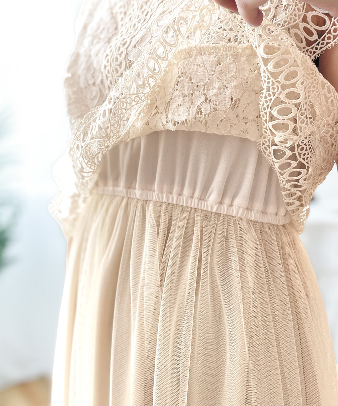 高まるロマンティックムード。コットンレースドッキングワンピース