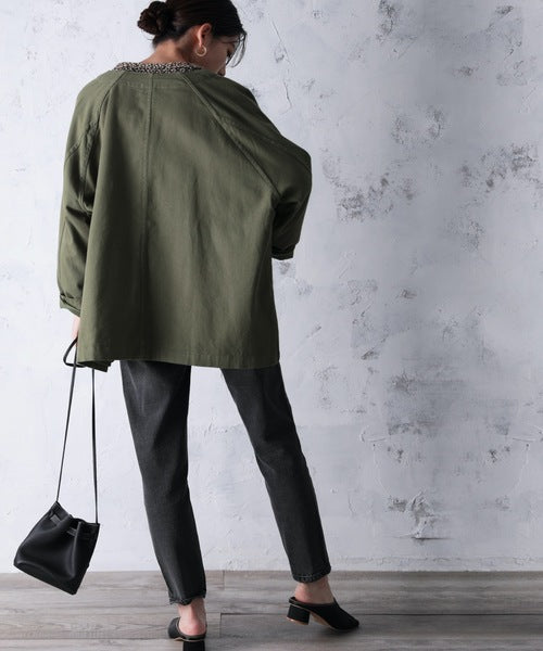 JaVaジャバ コラボ》ノーカラーカバーオールジャケット(ワーク